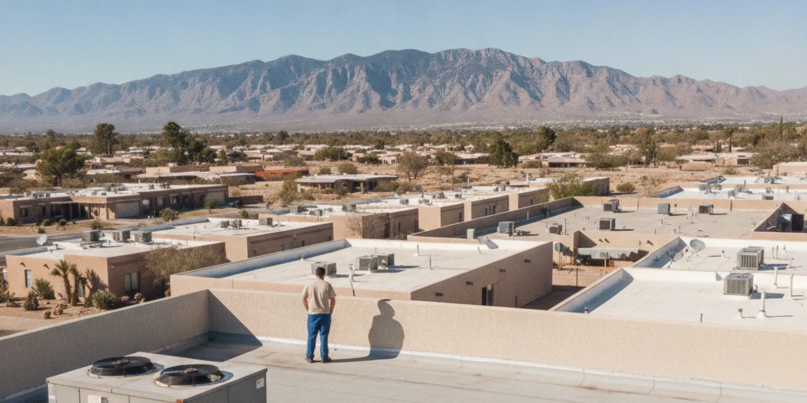 Flat Roof Coating & Sealing in El Paso - Sealed and coated commercial flat roof in El Paso